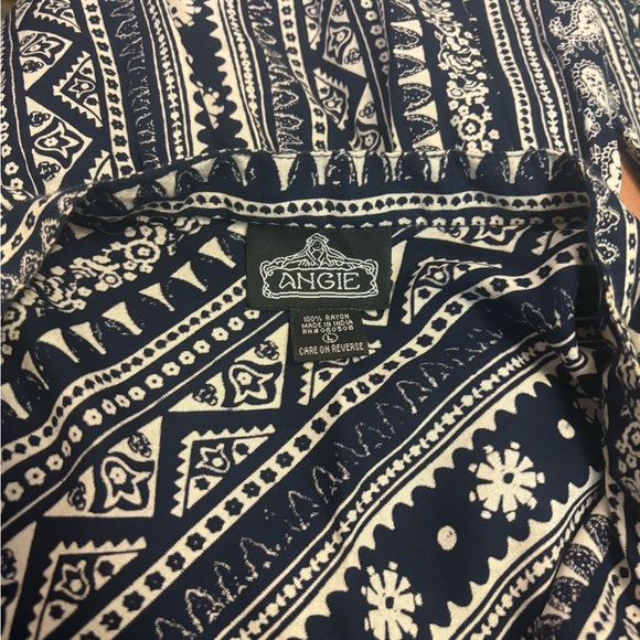 Angie Navy and White Patterned Button Up Dress - Picture 3 of 3